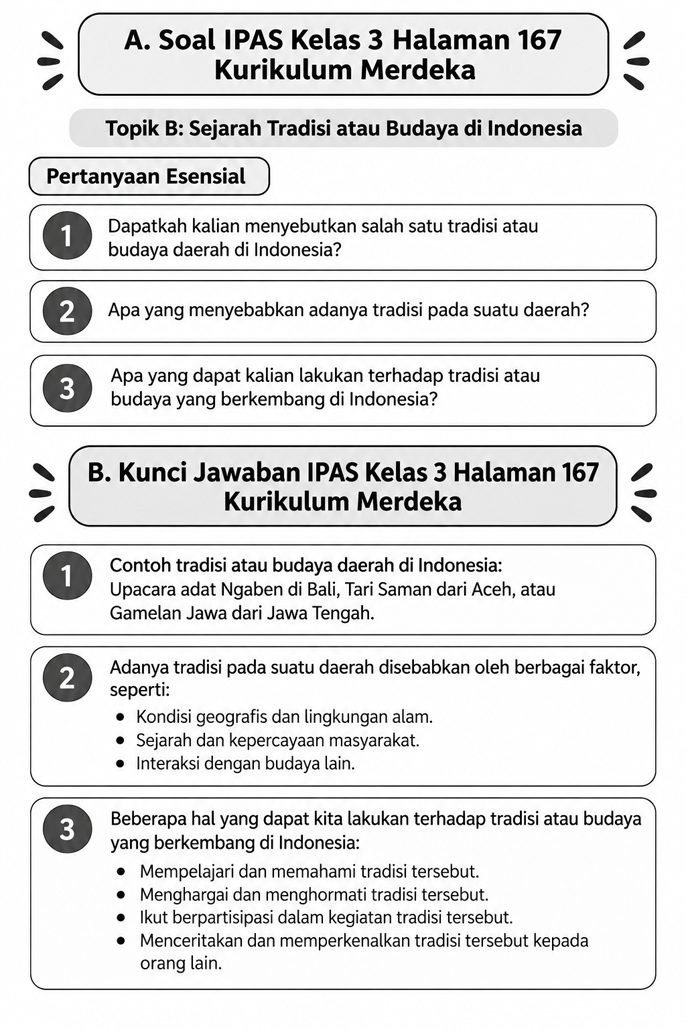 Kunci Jawaban IPAS Kelas 3 Halaman 167 Kurikulum Merdeka | Kunci Jawaban IPAS Kelas 3 Halaman 167 Kurikulum Merdeka