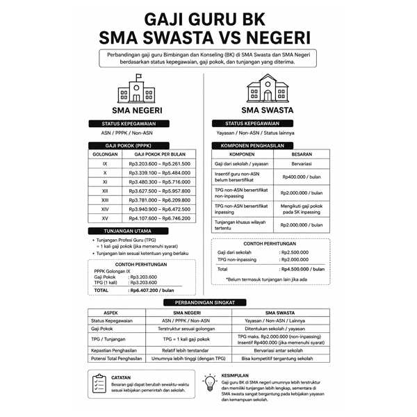 Gaji Guru BK SMA Swasta Vs Negeri: Rincian Gaji, Tunjangan, Dan Perbandingannya